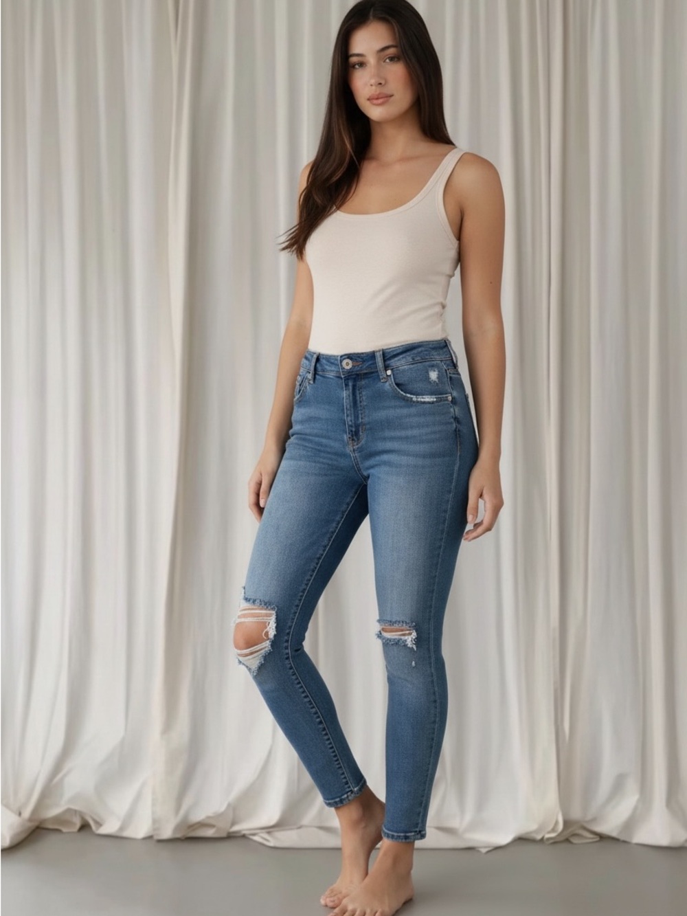 Good American good legs Distressed Skinny Jeans size 8